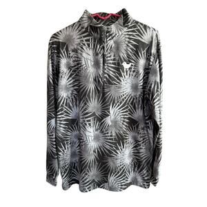 Bad Birdie Mens 1/4 Zip Long Sleeve Golf Pullover M Lights Out Black Palms Sport